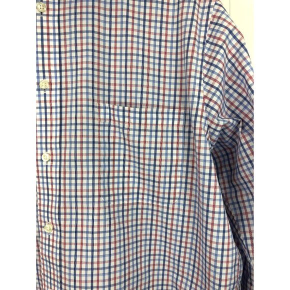 Chaps Coolmax Mens Reg Fit 16-1/2, 32-33 L Red White Blue Check Button Up Shirt - Picture 5 of 9